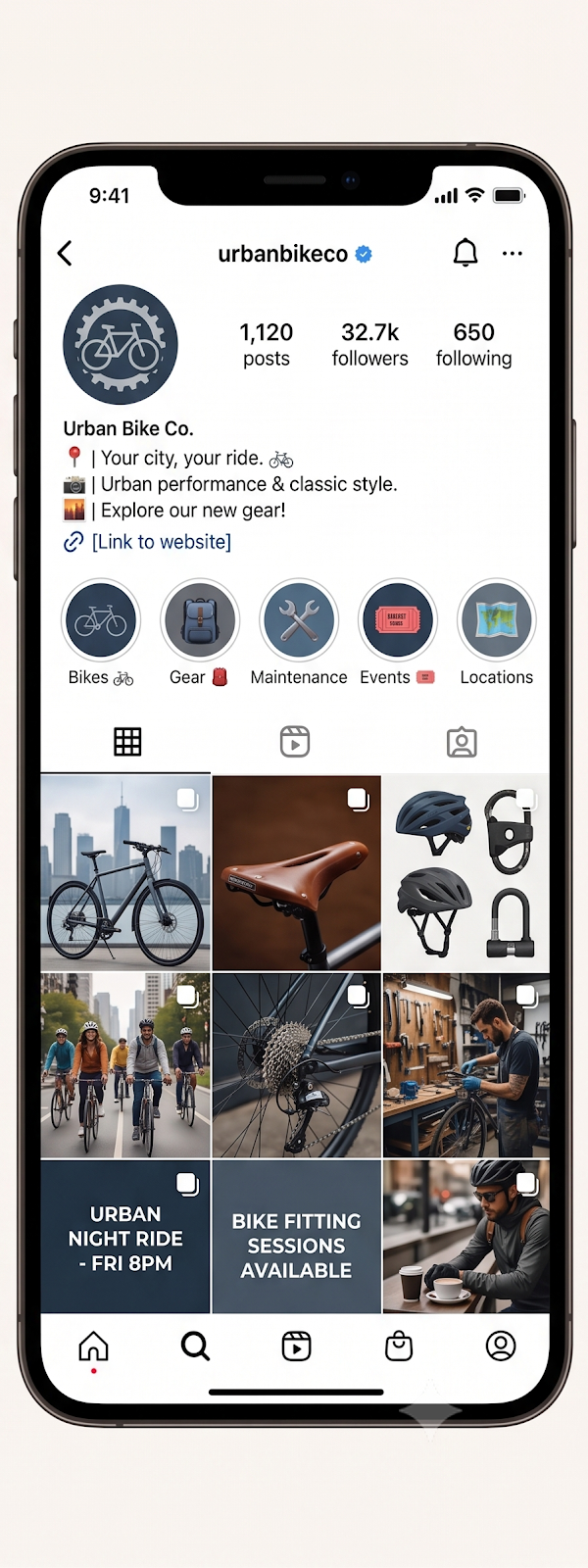 Urban Bike Co. Instagram profile designed by Duffs Media